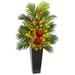 Nearly Natural Tropical Floral & Orchid Artificial Flower Arrangement in Black Vase