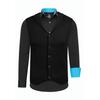 Langarmhemd RUSTY NEAL, Herren, Gr. L, EURO-Größen, bunt (schwarz, türkis), 60% Baumwolle, 37% Polyester, 3% Elasthan, mehrfarbig, casual, Langarm, Hemden, inklusive Langarmhemd und Weste