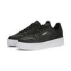 Sneaker PUMA "Carina Street Sneakers Damen", Gr. 37, schwarz-weiß (schwarz rose gold weiß metallic), Obermaterial: Kuhleder, Synthetik; Futter: Textil, Synthetik; Innensohle: Textil; Laufsohle: Gummi, Schuhe