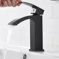 Hotaan robinet de lavabo noir mat robinet de salle de bains laiton blanc massif eau froide et
