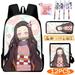 Demon Slayer 12 Pcs School Bag Set Kids Backpack School Backapack for Kindergarten Elementary Cute Child Schoolbag Cute Cartoon School Bagwith Tote And Pencil Case Box Pouch for Teen Boys Girls Youth