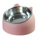 Anvazise Pet Bowl Cat Face Shape Oblique Design Stainless Steel Cat Feeding Supplement for Home Pink L