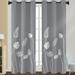 Niuer Curtains Grommet Drapes Semi Sheer Leaf Print Window Curtain Light Filtering Long Treatments Privacy Linen Textured Gray W: 43 x H:63