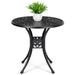 Leeten 31 Inch Patio Dining Table for Outdoor Garden Cast Aluminum Patio Table with Umbrella Hole Black Round Patio Bistro Table for Backyard Garden Balcony