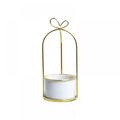 Succulent Pots White Small Ceramic Flower Planter Pot with Birdcage Metal Holder Plants Desktop Decorative Flower Pot