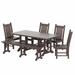 WestinTrends Malibu 6 Piece Outdoor Dining Set with Bench All Weather Poly Lumber Patio Table and Chairs Set 71 Trestle Dining Table with Umbrella Hole 5 Patio Chairs with Bench Dark Brown