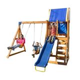 Sportspower North Peak Wooden Swing Set with 2 Swings and 6.6ft Slide
