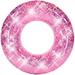 Blossom Pink Glitter Swim Ring for Pool Beach Lake Glitter Pool Inflatable Swim Tube Glitter Ring Glitter Pool Floating Tube Inflatable Pool Float Glitter Pool Ring for Kids Adults | 36 Inch