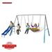 Sportspower Comet Metal Swing Set with LED Light up Saucer Swing 2 Swings and Lifetime Warranty on Blow Molded Slide