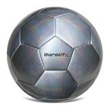Barocity Soccer Ball - Premium Official Match Ball with Cool Reflective Rainbow Hex Pattern Durable Adult and Kids Soccer Ball for Indoor Outdoor Training Practice Play and Games - Silver Size 5