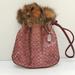 Coach Bags | 23)) Vintage Coach Wristlet Real Fur Trim. Coach 7176 | Color: Black/Pink/Silver | Size: Os