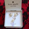 Kate Spade Jewelry | Kate Spade "All Tied Up" Pendant And Studs Set | Color: Cream/Silver | Size: Os