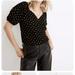 Madewell Tops | Madewell Corduroy Puff-Sleeve Wrap Top In Oval Dot Nc814 | Color: Black | Size: S