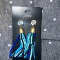 J. Crew Jewelry | J. Crew Blue Beaded Tassle Earrings | Color: Blue/Gold | Size: Os