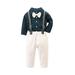 LBECLEY Clothes for Toddler Boys Toddler Kids Boy Clothes Baby Boy Clothes Baby Shirt Tops Suspender Pants Set Gentleman Outfit Sweatsuit Boys Size 6 Blue 90