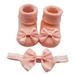 LBECLEY Little Miss Matched Socks Children Kids Socks Soft Bottom Toddler Shoes Socks Bowkot Princess Socks Floor Socks 1Pc Socks + 1Pc Bow Hairband Ruffle Socks for Toddler Girls Orange M