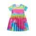 QIPOPIQ Toddler Girls Casual Dresses Clearance Toddler Baby Kids Girls Tie Dyed Dress Princess Dresses Casual Clothes
