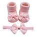 LBECLEY Little Miss Matched Socks Children Kids Socks Soft Bottom Toddler Shoes Socks Bowkot Princess Socks Floor Socks 1Pc Socks + 1Pc Bow Hairband Ruffle Socks for Toddler Girls Pink M