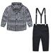YWDJ Holiday Outfits Toddler Boy 12Months-6T Boys Outfit Set Kids Girl Fashion Gentleman British Lattice Pattern s Shirt Overalls Suit White 3-4T