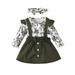 YWDJ 0-24 Months Girls Outfit Sets Infant Infant Leaf Long-sleeved Romper Bow Skirt Three-piece Set Army Green 0-3 Months