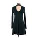 Express Casual Dress - Fit & Flare: Green Dresses - Women's Size X-Small