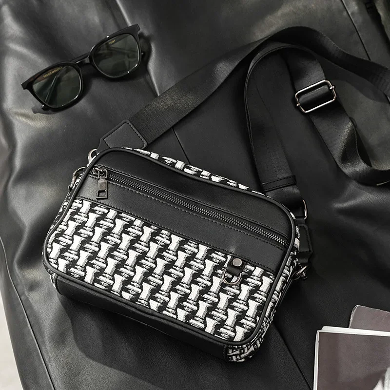 Mode luxe sac à bandoulière hommes sac à bandoulière toile Patchwork PU cuir sac à main hommes épaule sac de messager sacs à main sac à main