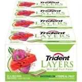(Price/CASE)Trident Watermelon And Tropical Fruit Layers Gum 14 Sticks Per Pack - 12 Packs Per Box - 12 Boxes Per Case