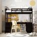 Espresso Wooden Loft Bed with Desk, Twin Size Loft Bed with Drawers, Cabinet and Shelves, 78.1''L*41.5''W*71.9''H, 180LBS