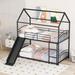 Black+Red Twin over Twin Metal Bunk Bed Kids House Bed with Slide, 77.5''L*41.4''W*84.3''H, 109LBS