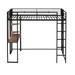 Black Twin Metal Loft Bed with 1 Desk and 2 Shelves, 79.5''L*42.1''W*71.6''H, 93LBS