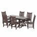 WestinTrends Malibu 7 Piece Outdoor Dining Set All Weather Poly Lumber Patio Table and Chairs Furniture Set 71 Trestle Dining Table with Umbrella Hole and 6 Arm Chairs Dark Brown