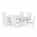 WestinTrends Malibu 7 Piece Patio Dining Set All Weather Poly Lumber Outdoor Table and Chairs Furniture Set 71 Trestle Dining Table with Umbrella Hole and 6 Patio Chairs White