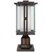 Franklin Iron Works Rustic Industrial Outdoor Post Light with Pier Mount Bronze Metal 15 3/4 Clear Frosted Glass for Exterior Deck House Porch Yard