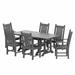 WestinTrends Malibu Outdoor Patio Dining Set for 6 All Weather Poly Lumber Patio Furniture Set 71 Farmhouse Dining Table Set with Umbrella Hole and 6 Patio Chairs Gray