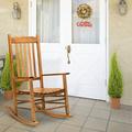 Wooden Rocking Chair Single Rocker Porch Rocking Chair For Outdoor Indoor Garden Patio Yard Square White