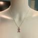 Coach Jewelry | Coach Pink Enamel Breast Cancer Awareness Ribbon Pendant .925 Sterling Necklace | Color: Pink/Silver | Size: Necklace Measures 18” In Length