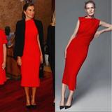 Zara Dresses | Designer Narciso Rodriguez - Zara Rushed Orange Red Midi Dress | Color: Orange/Red | Size: Various