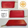 Tory Burch Bags | Authentic Tory Burch Zip Around Wallet - Red 7.5x4x1 | Color: Red | Size: 7.5x4x1