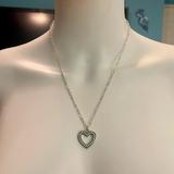 Coach Jewelry | Coach Reversible Pave Crystal Heart Pendant .925 Sterling Necklace | Color: Silver | Size: Necklace Measures 20” In Length