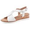 Sandalette GABOR "GENUA", Damen, Gr. 39, weiß, Kalbsleder, unifarben, klassisch, Schuhe, Keilabsatz, Sommerschuh, Riemchensandale in Komfortweite G (=weit)