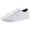 Sneaker TOMMY HILFIGER "ESSENTIAL LEATHER SNEAKER", Herren, Gr. 42, weiß, Leder, sportlich, Schuhe, Freizeitschuh, Halbschuh, Schnürschuh mit Flaggenstickerei
