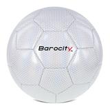 Barocity Soccer Ball - Premium Official Match Ball with Cool Reflective Rainbow Hex Pattern Durable Adult and Kids Soccer Ball for Indoor Outdoor Training Practice Play and Games - White Size 5