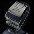 Montres numériques LED Iron Man pour hommes montres-bracelets électroniques acier inoxydable noir