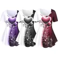 ROSEGAL-T-Shirts à imprimé floral col rond grande taille t-shirts décontractés 5XL chemisier