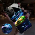 Coque de téléphone portable lumineuse pour voiture cool lumières colorées changeantes iPhone 15 14