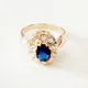 Bague ronde en Zircon cubique pour femme bijou de luxe couleur or Rose 585 bleu Royal