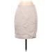 Express Casual Pencil Skirt Knee Length: Ivory Solid Bottoms - Women's Size 4