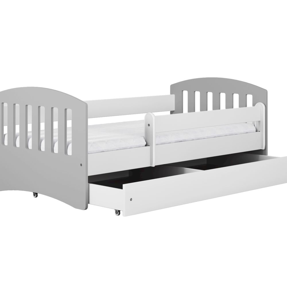 KocotKids »Classic« Bett in weiß/grau 180x80 cm / mit Bettschublade und Matratze