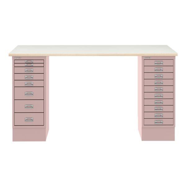 Bisley Schreibtisch »MultiRange« Plywood Platte mit 18 Schubladen pink, 140x74x60 cm Image