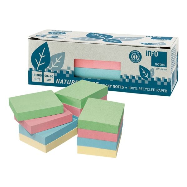 inFo 12er-Pack Haftnotizen »Recycling« 40 x 50 mm grün
